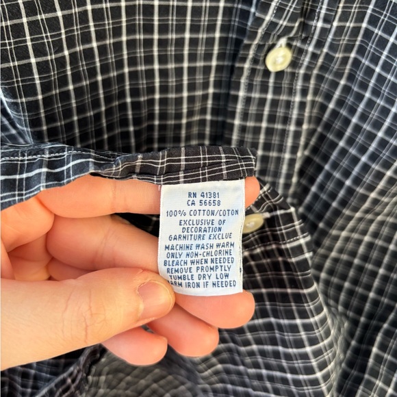 Vintage Ralph Lauren Men M Black White Plaid Shirt Dark Academia Poetcore Preppy - Picture 7 of 8